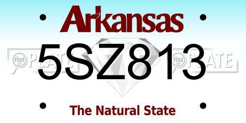 5SZ813 Arkansas License Plate