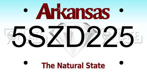 5SZD225 Arkansas License Plate
