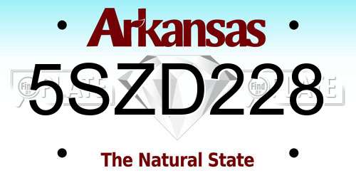 5SZD228 Arkansas License Plate