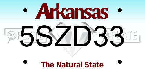 5SZD33 Arkansas License Plate