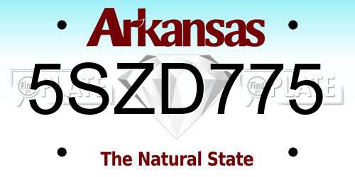 5SZD775 Arkansas License Plate