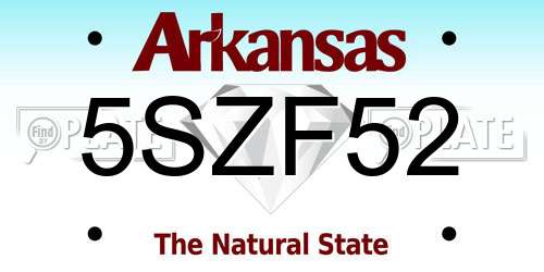 5SZF52 Arkansas License Plate