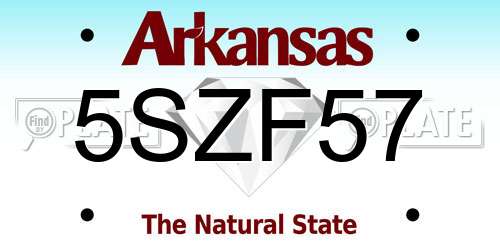 5SZF57 Arkansas License Plate