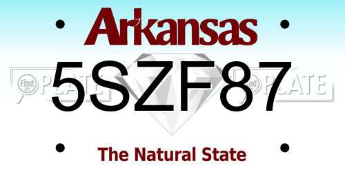 5SZF87 Arkansas License Plate
