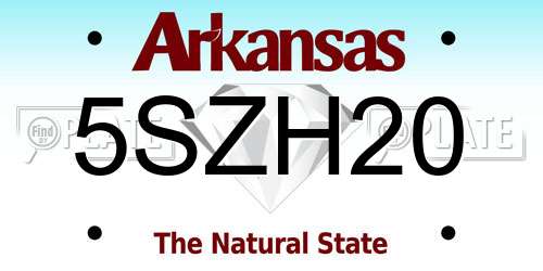 5SZH20 Arkansas License Plate