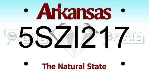 5SZI217 Arkansas License Plate