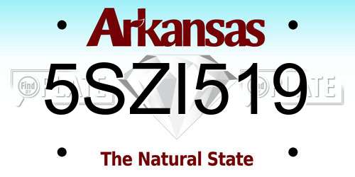 5SZI519 Arkansas License Plate