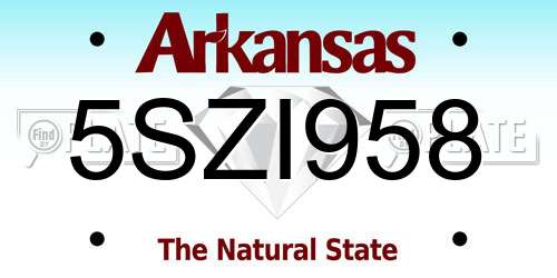 5SZI958 Arkansas License Plate
