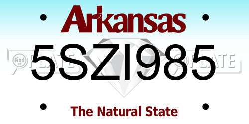 5SZI985 Arkansas License Plate