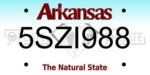 5SZI988 Arkansas License Plate