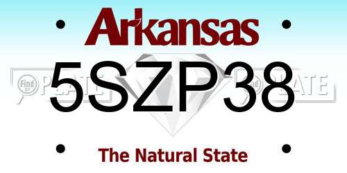5SZP38 Arkansas License Plate