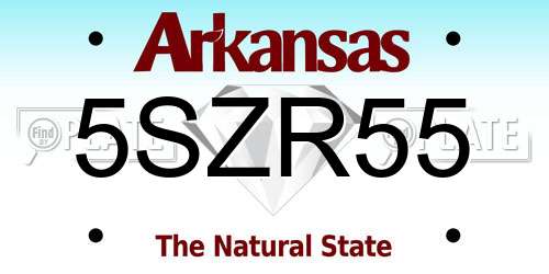 5SZR55 Arkansas License Plate