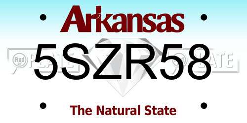 5SZR58 Arkansas License Plate