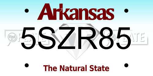 5SZR85 Arkansas License Plate