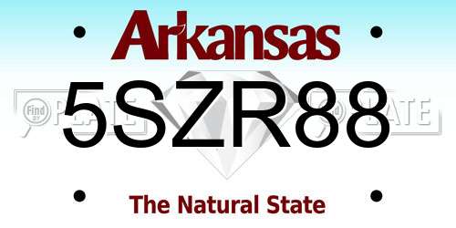 5SZR88 Arkansas License Plate