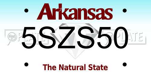 5SZS50 Arkansas License Plate