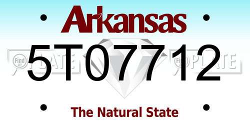 5T07712 Arkansas License Plate