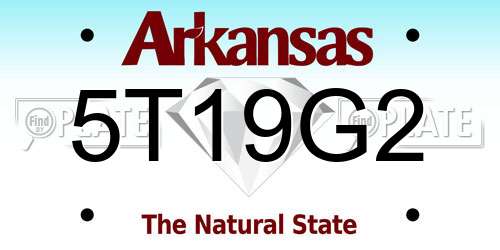 5T19G2 Arkansas License Plate