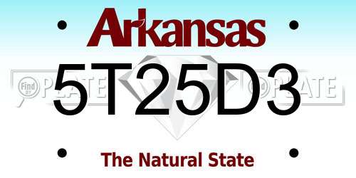 5T25D3 Arkansas License Plate