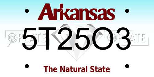 5T25O3 Arkansas License Plate