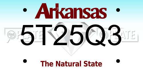 5T25Q3 Arkansas License Plate