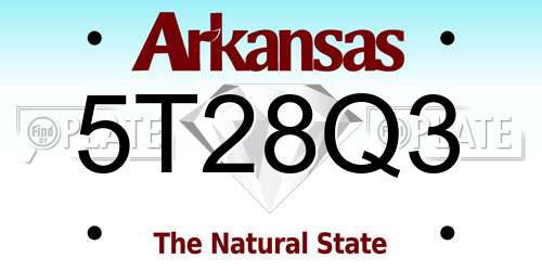 5T28Q3 Arkansas License Plate