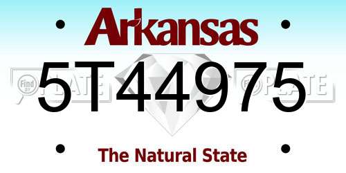 5T44975 Arkansas License Plate