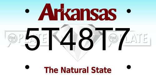 5T48T7 Arkansas License Plate