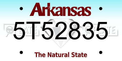 5T52835 Arkansas License Plate