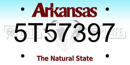 5T57397 Arkansas License Plate