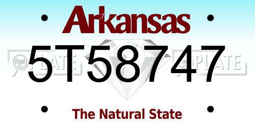 5T58747 Arkansas License Plate