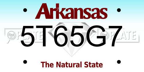 5T65G7 Arkansas License Plate