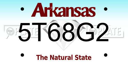 5T68G2 Arkansas License Plate