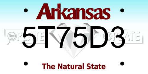 5T75D3 Arkansas License Plate