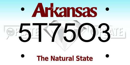5T75O3 Arkansas License Plate