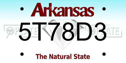 5T78D3 Arkansas License Plate
