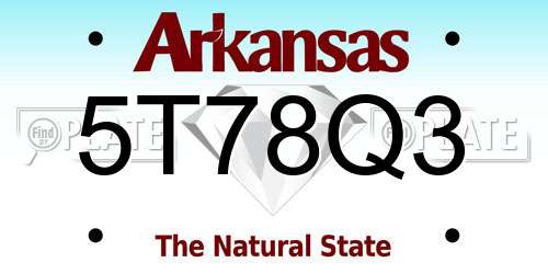 5T78Q3 Arkansas License Plate