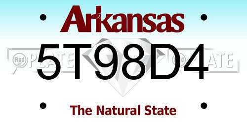 5T98D4 Arkansas License Plate