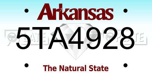 5TA4928 Arkansas License Plate