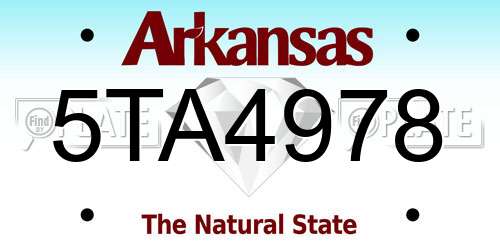 5TA4978 Arkansas License Plate