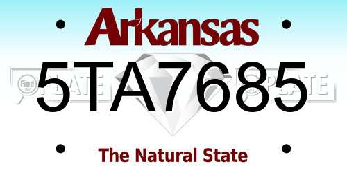 5TA7685 Arkansas License Plate
