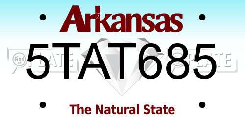 5TAT685 Arkansas License Plate