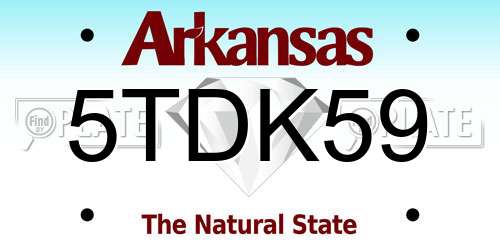 5TDK59 Arkansas License Plate