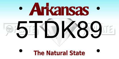 5TDK89 Arkansas License Plate