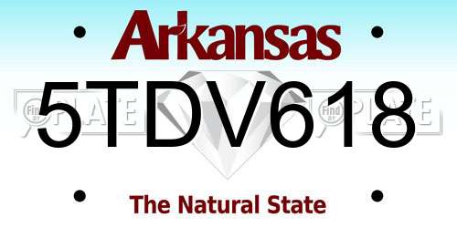 5TDV618 Arkansas License Plate