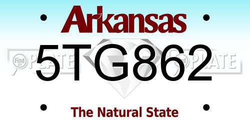 5TG862 Arkansas License Plate