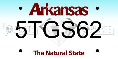 5TGS62 Arkansas License Plate