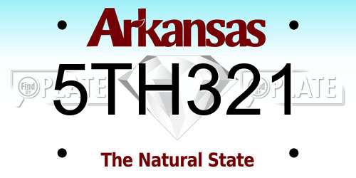 5TH321 Arkansas License Plate