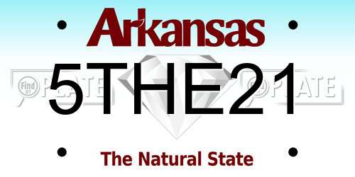 5THE21 Arkansas License Plate
