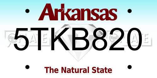 5TKB820 Arkansas License Plate
